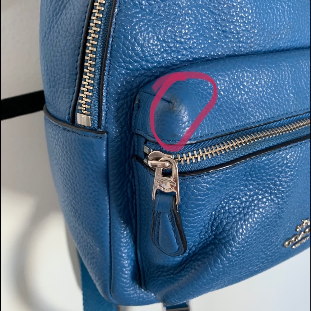 Authentic Coach Blue Pebbled Leather Mini Charlie Backpack - Picture 8 of 12